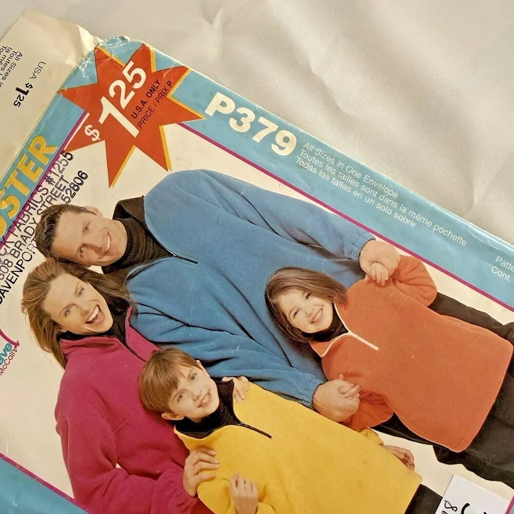 Stitch'n Save 379 EASY Sewing Pattern 1/4 Zip Fleece Pull Over Adults Kids XS-XL